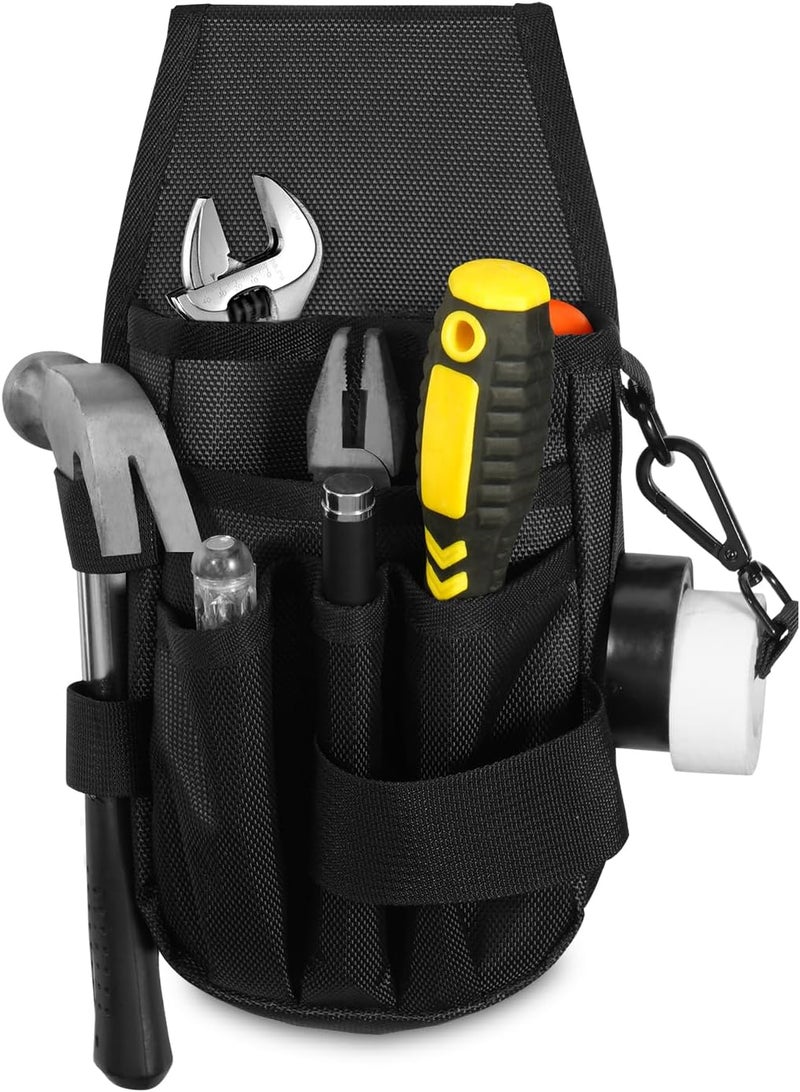KENOBE 5-Pockets Tool Pouch, Black Tool Pouch Organization, Heavy-Duty Electrician Tool Pouches for Electrician, Carpenter, Construction, Technician, Side Belt Pouch, Small Electrician Holster - Image 1